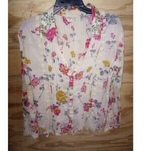 Women's Vintage GOA Blouse Floral Coastal Grandma Feminine